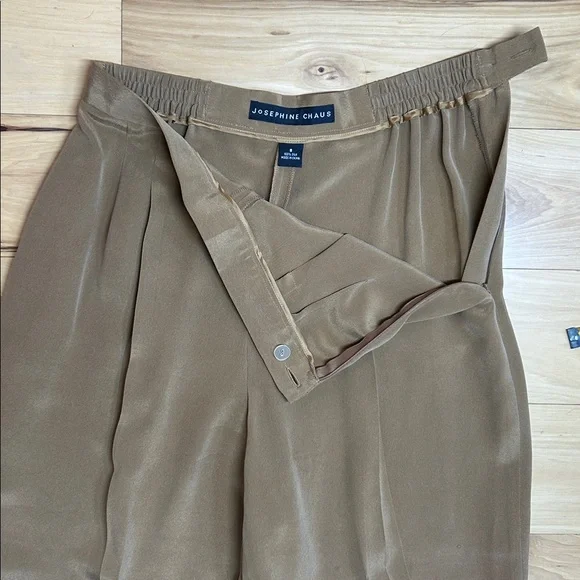 Josephine Chaus 100% Silk Camel Pants w/Stretchy Waistband | Size 8 - Picture 5 of 9